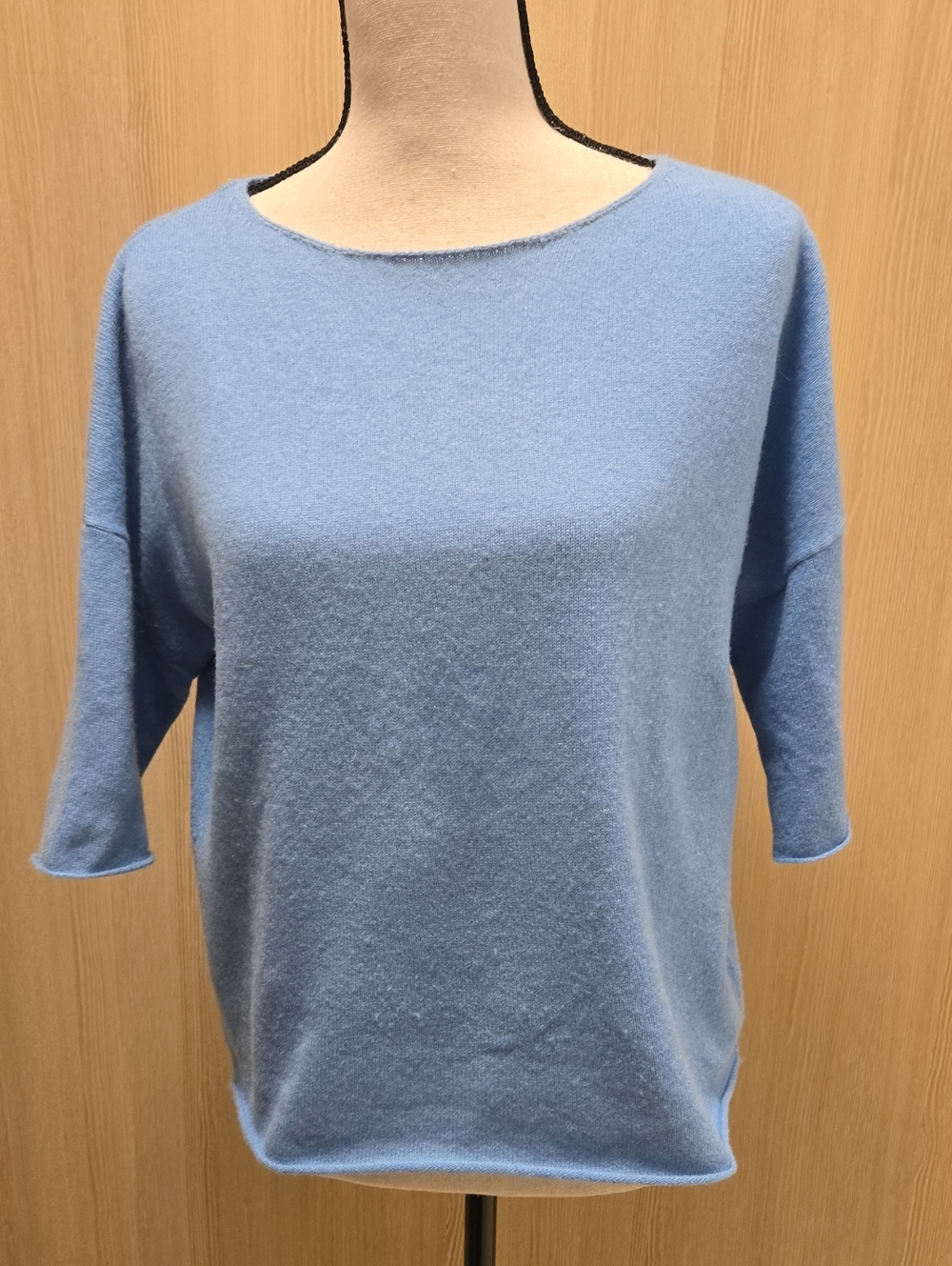360 Cashmere Pale Blue Scoop Neck Cashmere Sweater